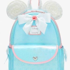 Loungefly Minnie Mouse Embossed Ruffle Ear Backpack And Wallet